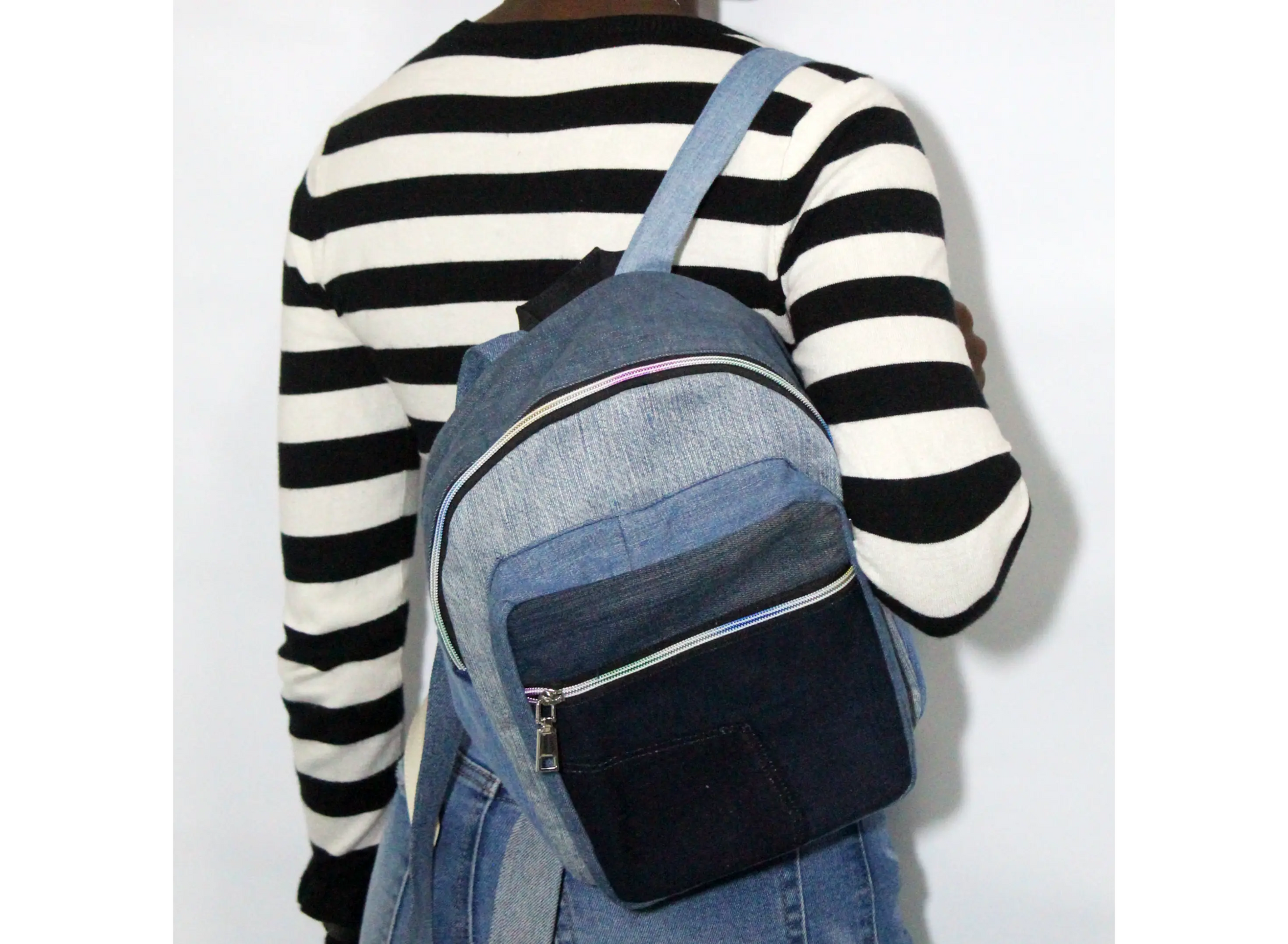 Mochila Jeans Upcycling Monocromática-Under Water - Modeco RD