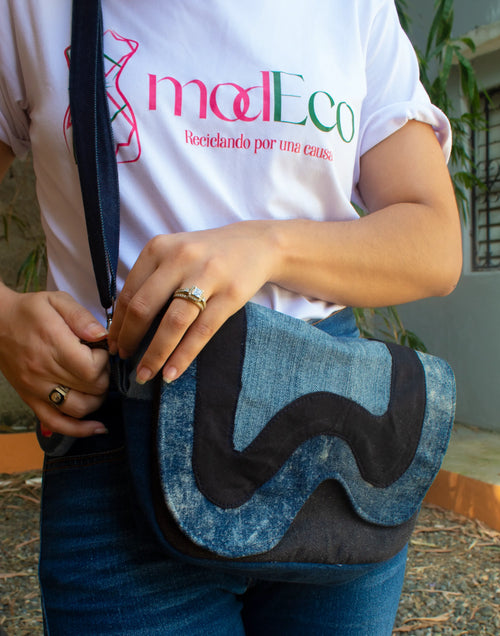 Bolso Jeans Reciclado - Under Water con Olas - Modeco RD