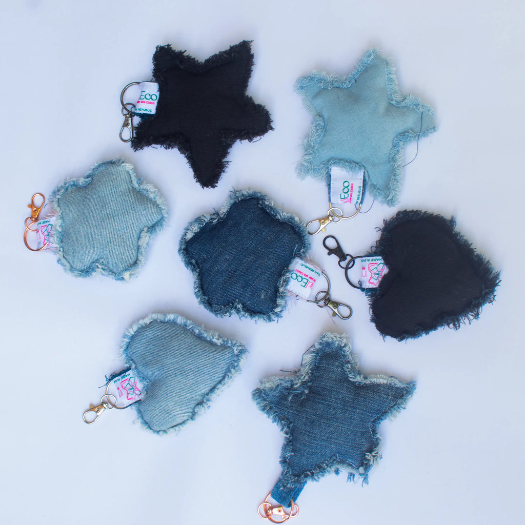Llavero Eco Star Heart - Jeans Reciclado - Modeco RD