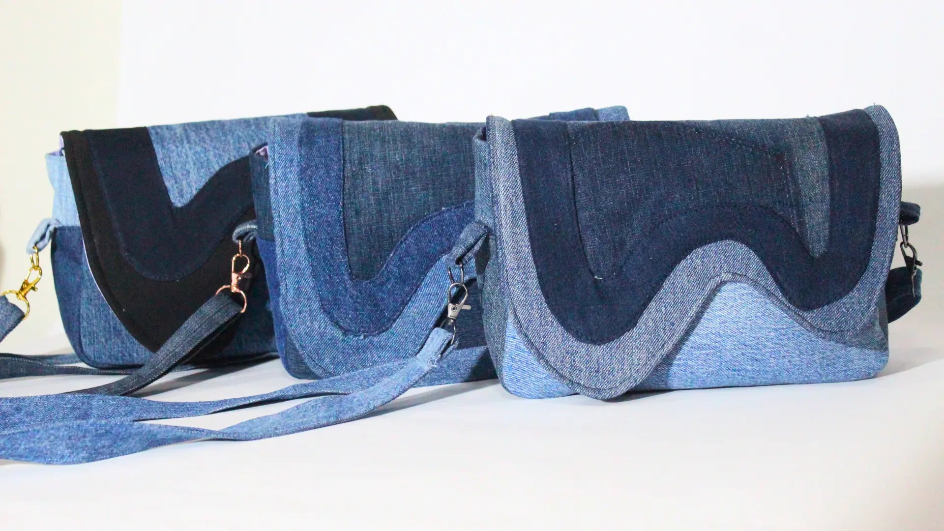 Bolso Jeans Reciclado - Under Water con Olas My Store